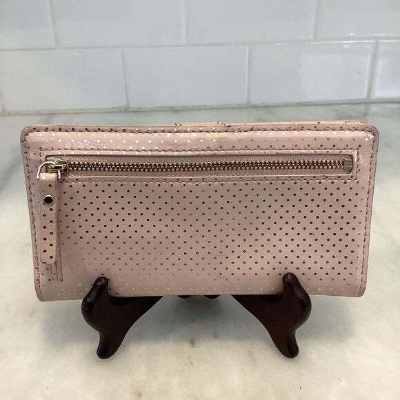 Kate Spade Polka Dot Patent Leather Sleek Slim Full Sized Wallet - Picture 4 of 16